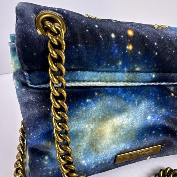 Kurt Geiger London Mini Kensington Galaxy Constellation Velvet Bag Eagle Head - Picture 9 of 16